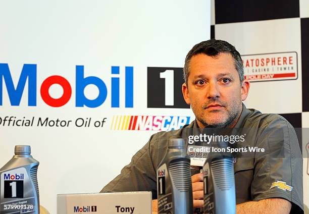 Tony Stewart holds a press conference with Mobil 1 at the Las Vegas Motor Speedway in Las Vegas, NV.