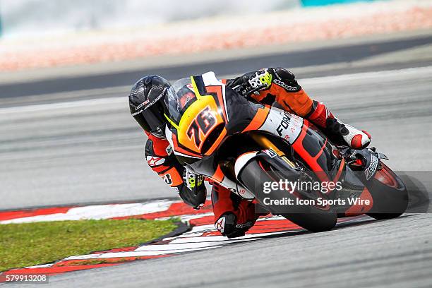 Loriz Baz of NGM Forward Racing in action during the first day of the first official MotoGP testing session held at Sepang International Circuit in...