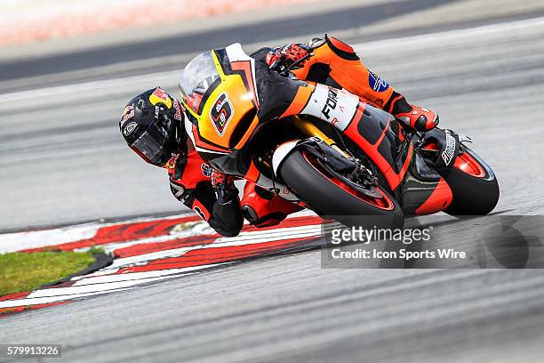 Stefan Bradl of NGM Forward Racing in action during the first day of the first official MotoGP testing session held at Sepang International Circuit...