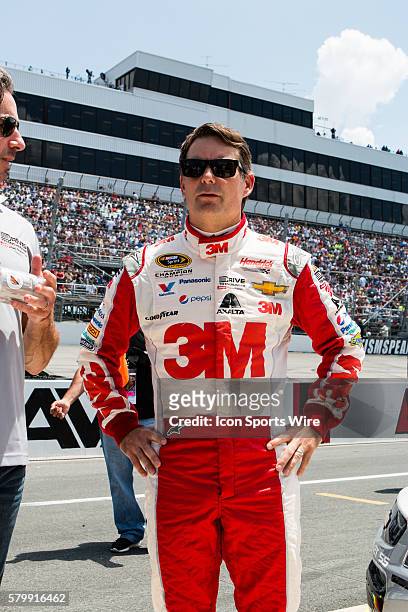 Jeff Gordon, NASCAR Sprint Cup Series driver of the 3M Chevrolet on pit road prior to the start of the FedEx 400 Benefiting Autism Speaks at Dover...
