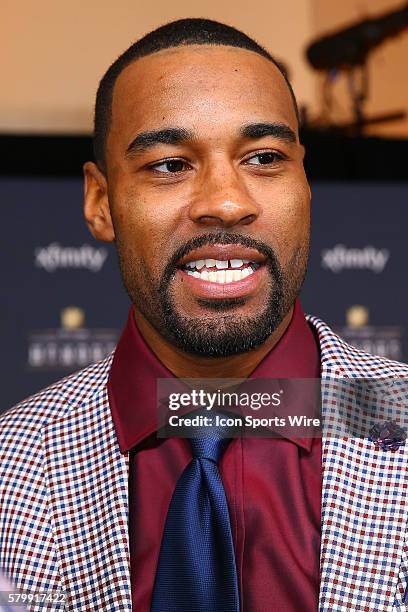 Detroit Lions Receiver Calvin Johnson on the Red Carpet at the 4th Annual NFL Honors being held at Symphony Hall in the Phoenix Convention Center in...