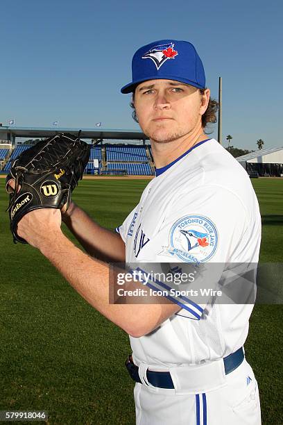 Pitcher Chad Jenkins during the Blue Jays Photo Day workout at Florida Auto Exchange Stadium in Dunedin, Florida.