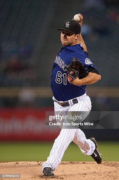 Colorado Rockies starting pitcher David Hale pitches during a regular season Major League Baseball game between the Washington Nationals and the...