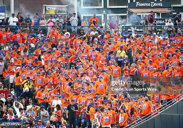 Contingence of Met fans take over an entire section during a regular season major league baseball game between the Colorado Rockies and the visiting...