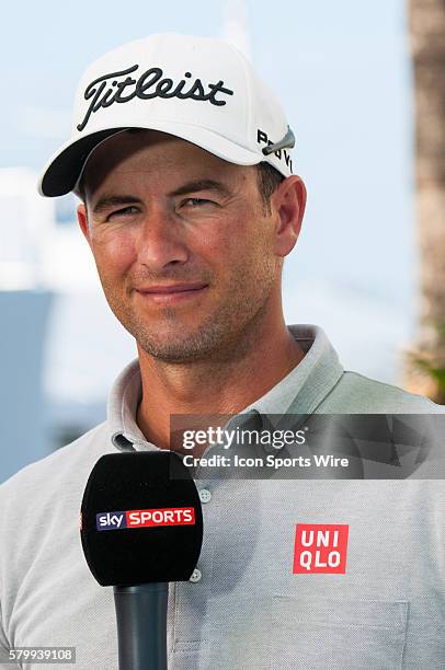 March 06, 2015 PGA - DORAL, FL - Adam Scott is interviewed at the World Golf Championships-Cadillac Championship at Trump National Doral Blue Monster...