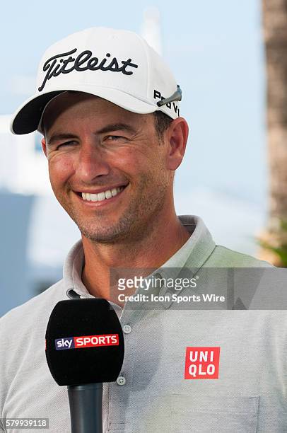 March 06, 2015 PGA - DORAL, FL - Adam Scott is interviewed at the World Golf Championships-Cadillac Championship at Trump National Doral Blue Monster...