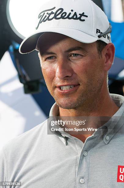 March 06, 2015 PGA - DORAL, FL - Adam Scott is interviewed at the World Golf Championships-Cadillac Championship at Trump National Doral Blue Monster...