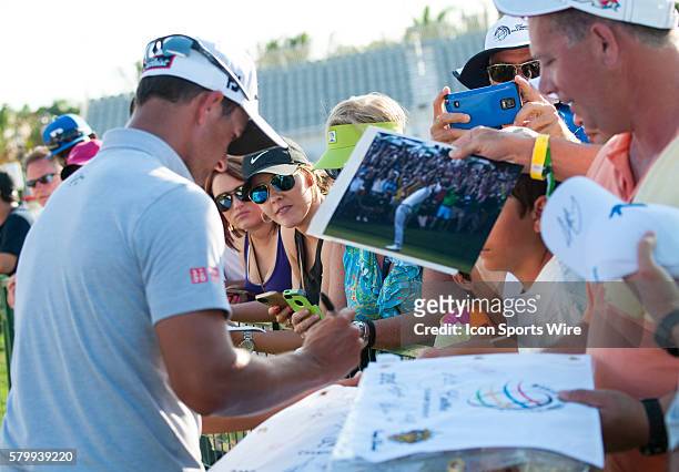 March 06, 2015 PGA - DORAL, FL - Adam Scott signs autographs at the World Golf Championships-Cadillac Championship at Trump National Doral Blue...