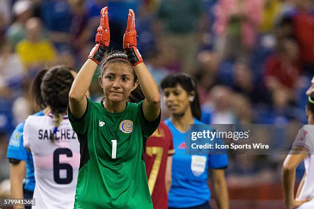 Costa Rica goalkeeper Dinnia Diaz acknowledges the crowd during the 2015 FIFA Women's World Cup Group E match between Spain and Costa Rica at the...