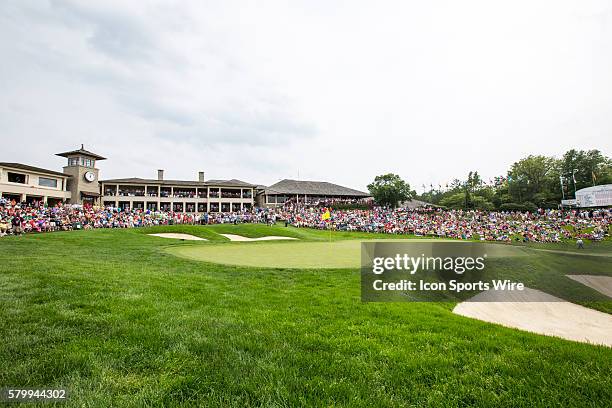 General view of the 18th green during the final round of the Memorial Tournament presented by Nationwide Insurance held at Muirfield Village Golf...