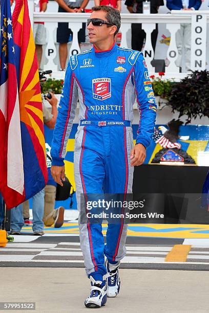 Justin Wilson driver of the Andretti Autosports Honda during driver introductions prior the Verizon IndyCar Series ABC Supply 500 at Pocono Raceway...