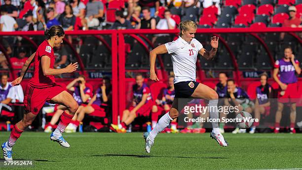 June 11, 2015 - Ottawa, Ontario, Canada Forward Ada Hegerberg of Norway bursts forward during the FIFA 2015 Women's World Cup Group B match between...