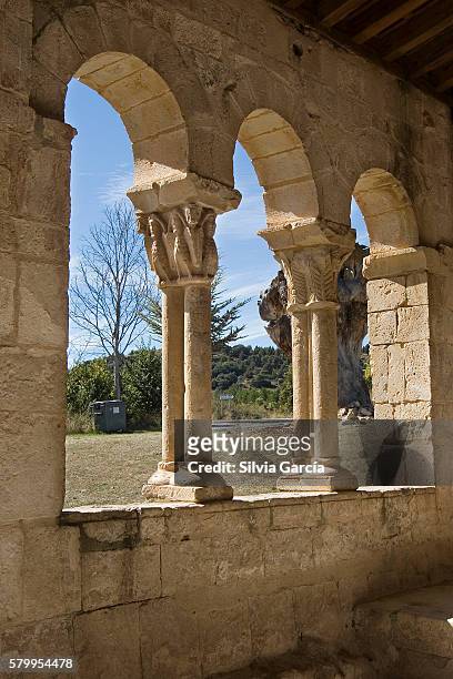 romanesque hermitage of our lady of las vegas, requijada, segovia - peregrinacion stockfoto's en -beelden