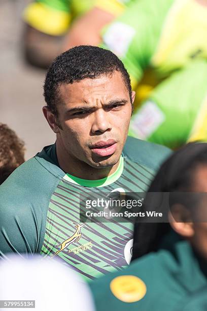Bryan Habana of South Africa lines up for the Cup Semi final match between South Africa and Australia at the USA Sevens held March 4-6, 2016 at Sam...