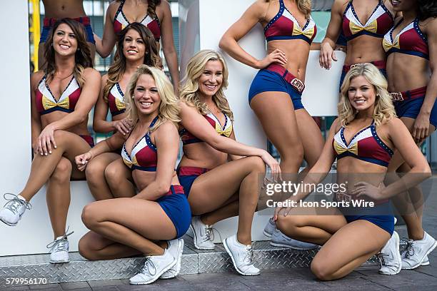 The Cavaliers Girls participate in Cavs Fan Fest outside Quicken Loans Arena prior to Game 4 of the NBA Finals between the Golden State Warriors and...