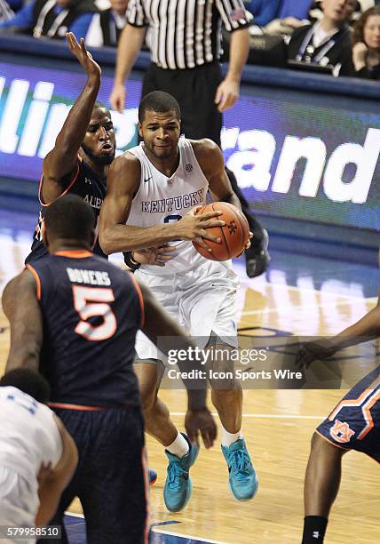 Kentucky Wildcats guard Andrew Harrison in a game between the Auburn University Tigers and the University of Kentucky Wildcats in Lexington, KY.