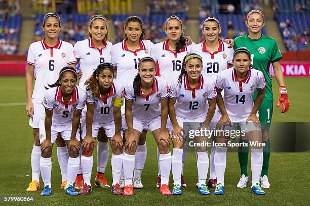 Costa Rica pose for a team photo prior to the 2015 FIFA Women's World Cup Group E match between Spain and Costa Rica at the Olympic Stadium in...