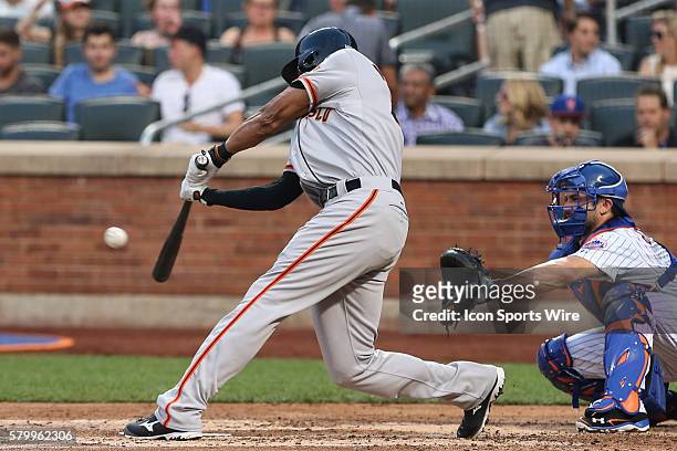 San Francisco Giants right fielder Justin Maxwell during the game between the New York Mets and the San Francisco Giants played at Citi Field in...