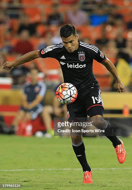Jairo Arrieta of D.C United in action against Montego Bay United during a CONCACAF Champions League match at RFK Stadium, in Washington D.C. D.C...