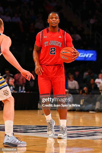 St. John's Red Storm forward Christian Jones during the first half of the Big East Tournament game between the Marquette Golden Eagles and the St....