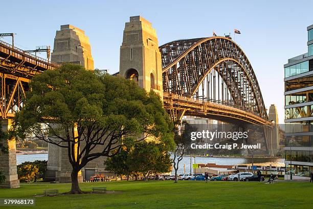 sydney harbour bridge from bradfield park - puente del puerto de sidney fotografías e imágenes de stock