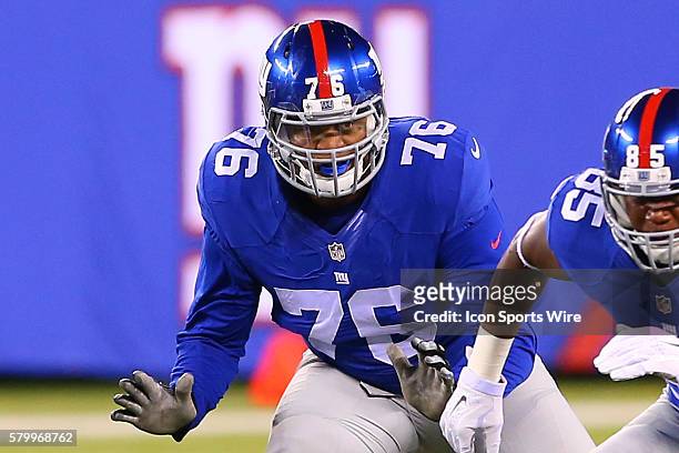 New York Giants offensive tackle Ereck Flowers during the first quarter of the game between the New York Giants and the Jacksonville Jaguars played...
