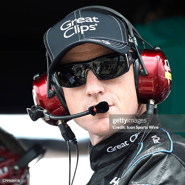 Keith Rodden, Crew Chief of the Great Clips Sprint Cup race car during the Quicken Loans 400 NASCAR Sprint Cup Series race at Michigan International...