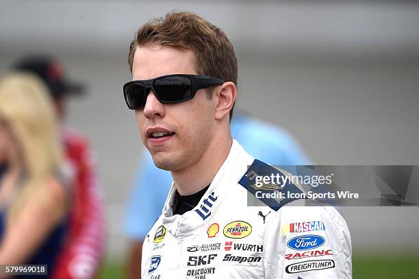 Brad Keselowski prior to the start of the Quicken Loans 400 NASCAR Sprint Cup Series race at Michigan International Speedway in Brooklyn, Mi