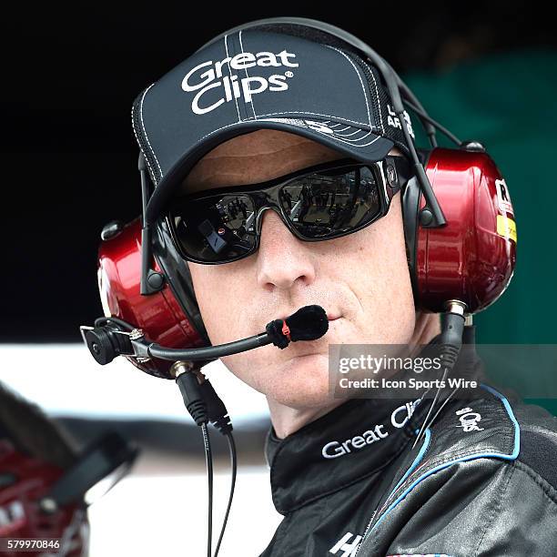 Keith Rodden, Crew Chief of the Great Clips Sprint Cup race car during the Quicken Loans 400 NASCAR Sprint Cup Series race at Michigan International...