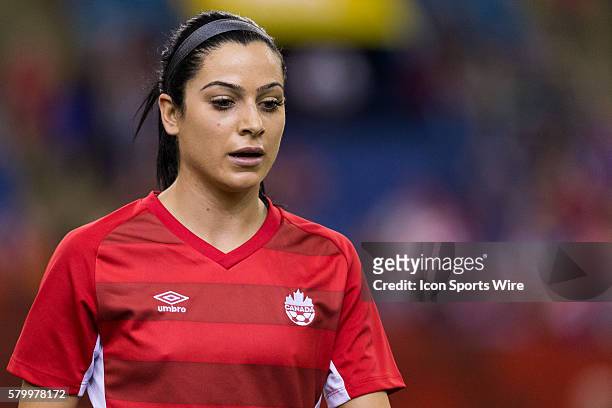 Canada forward Jonelle Filigno prior to the 2015 FIFA Women's World Cup Group A match between Netherlands and Canada at the Olympic Stadium in...