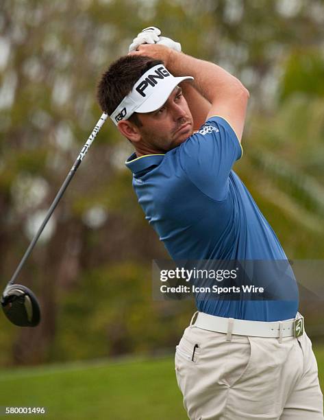 Louis Oosthuizen swings on the 16th green during the Final Round of the PGA - World Golf Championships-Cadillac Championship at Trump National Doral,...