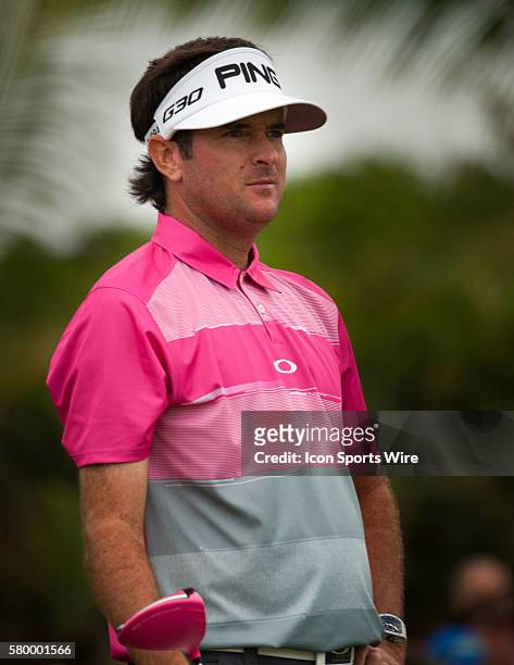 Bubba Watson gets ready to stroke his second ball at the 16th green during the Final Round of the PGA - World Golf Championships-Cadillac...