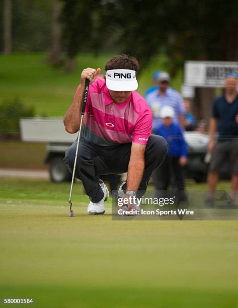 Bubba Watson lines up his shot at the 17th green during the Final Round of the PGA - World Golf Championships-Cadillac Championship at Trump National...