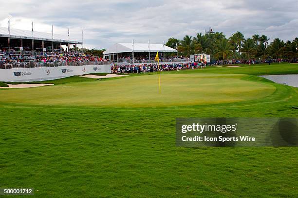 View of the 18th green during the Final Round of the PGA - World Golf Championships-Cadillac Championship at Trump National Doral, in Doral Florida