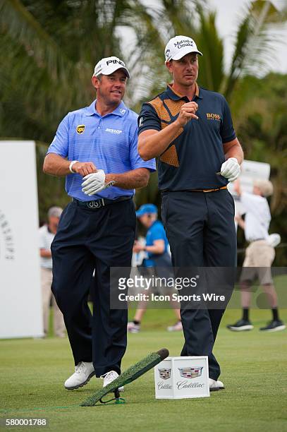 Lee Westwood, Henrik Stenson on the 16th green during the Final Round of the PGA - World Golf Championships-Cadillac Championship at Trump National...