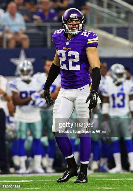Minnesota Vikings free safety Harrison Smith during a NFL preseason season game between the Minnesota Vikings and Dallas Cowboys at AT&T Stadium in...
