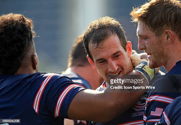 Zach Test of the USA Eagles after scoring the last try for the Americans against Harlequins during an international rugby friendly match at PPL Park,...