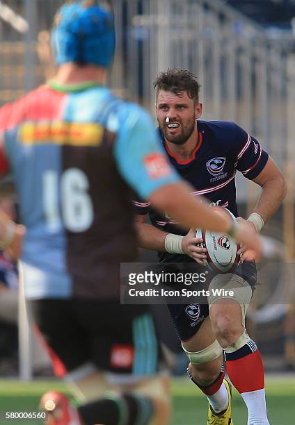 Al McFarland of the USA during an international rugby friendly match against Harlequins at PPL Park, in Chester, PA. Harlequins won 24-19.