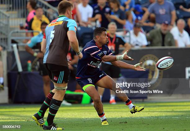 Folau Niua of the USA Eagles during an international rugby friendly match against Harlequins at PPL Park, in Chester, PA. Harlequins won 24-19.