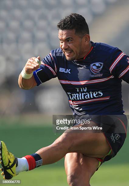 Folau Niua of the USA Eagles during an international rugby friendly match against Harlequins at PPL Park, in Chester, PA. Harlequins won 24-19.