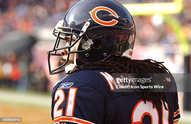 Bears cornerback R.W. McQuarters walks onto the field during the Bears 41-10 loss to the Colts at Soldier Field in Chicago, Illinois.