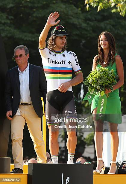 Peter Sagan of Slovakia and Tinkoff celebrates winning the green jersey of best sprinter following stage 21, last stage of the Tour de France 2016...