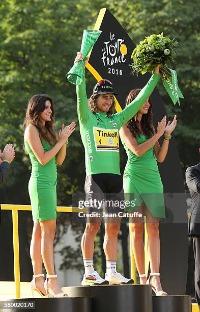 Peter Sagan of Slovakia and Tinkoff celebrates winning the green jersey of best sprinter following stage 21, last stage of the Tour de France 2016...