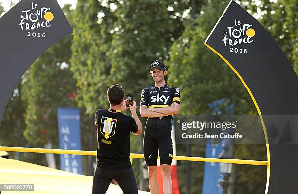Wouter Poels of The Netherlands and Team Sky poses on the podium following stage 21, last stage of the Tour de France 2016 between Chantilly and the...
