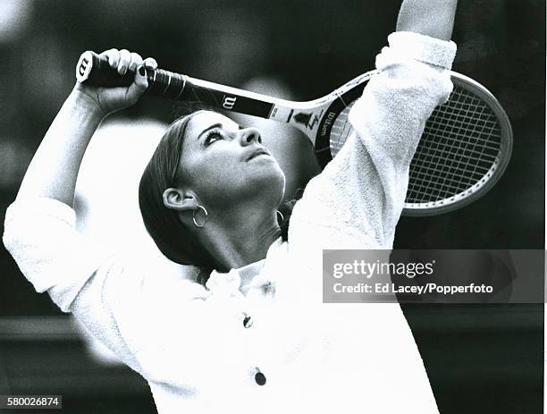 Chris Evert of the United States in action at Queens Club in west London, 21st June 1972.