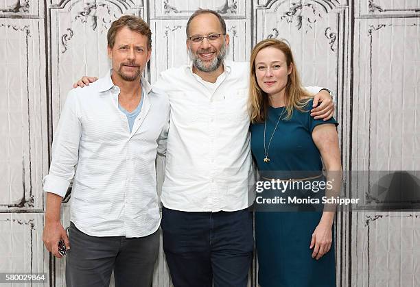 Actor Greg Kinnear, filmmaker Ira Sachs and actress Jennifer Ehle attend AOL Build Presents Ira Sachs, Greg Kinnear And Jennifer Ehle Discussing...