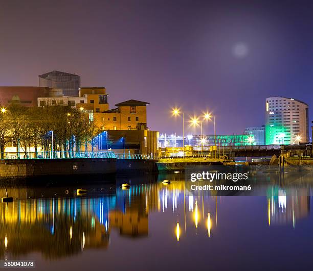sarsfield bridge limerick's city centre at night. - verwaltungsbezirk county limerick stock-fotos und bilder