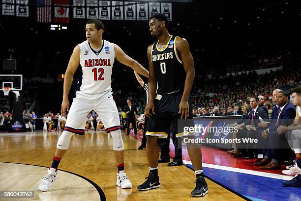 Ryan Anderson of the Arizona Wildcats guards F Rashard Kelly of the Wichita State Shockers. The Wichita State Shockers defeated the Arizona Wildcats...