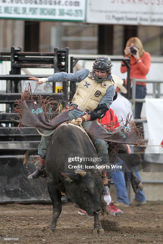 Prca Pro Rodeo Cain Smith during the PRCA Pro Rodeo Extreme Bulls competition at the ...