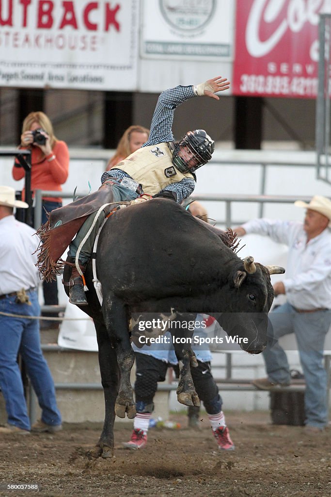 Prca Pro Rodeo Cain Smith during the PRCA Pro Rodeo Extreme Bulls competition at the ...